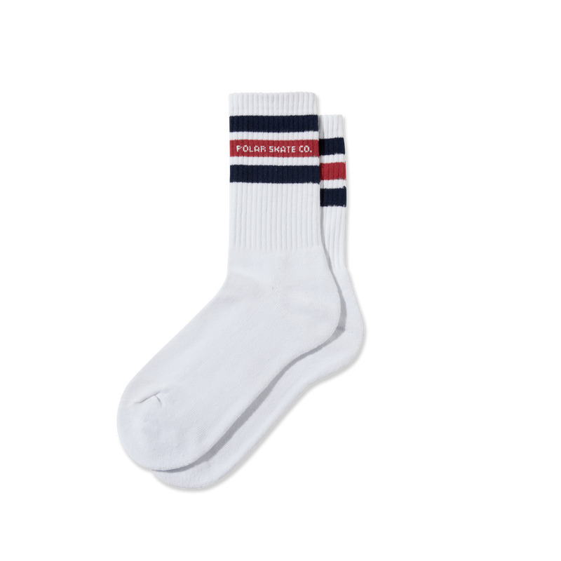 Polar Skate Co. Fat Stripe Socks in White/Navy/Red