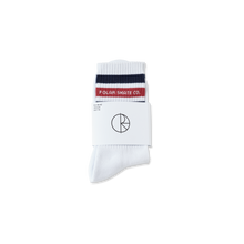 Load image into Gallery viewer, Polar Skate Co. Fat Stripe Socks in White/Navy/Red
