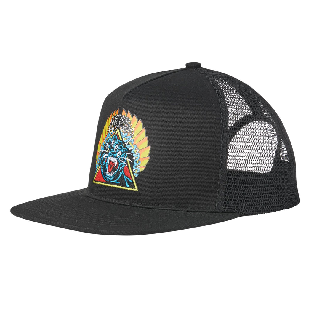 Santa Cruz Natas Screaming Panther Mesh Trucker Hat in Black
