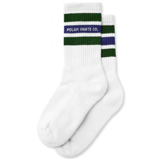Polar Skate Co. Fat Stripe Socks in White/Green/Blue