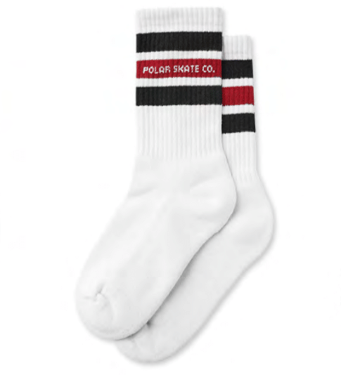 Polar Skate Co. Fat Stripe Socks in White/Black/Red