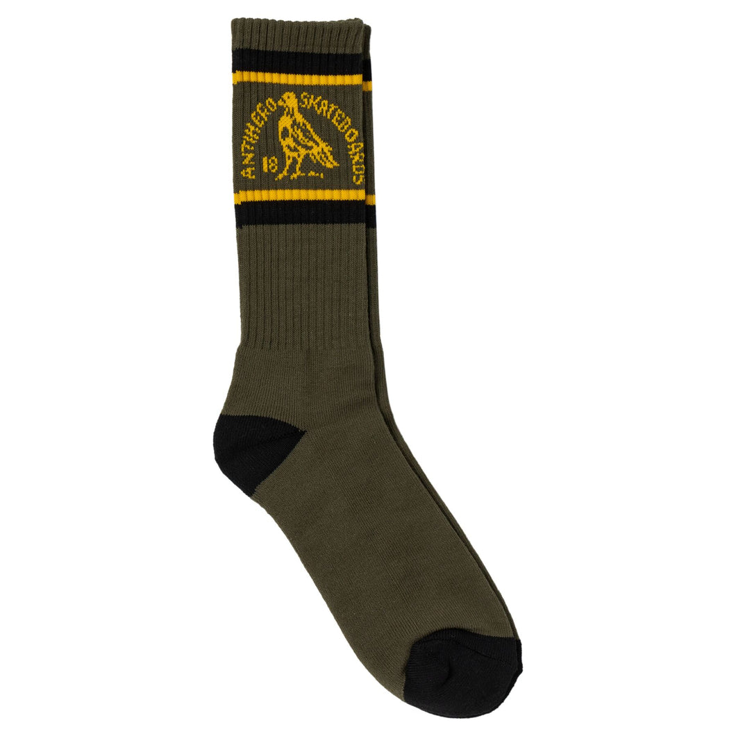 Antihero Clubhouse Socks in Olive/Gold/Black