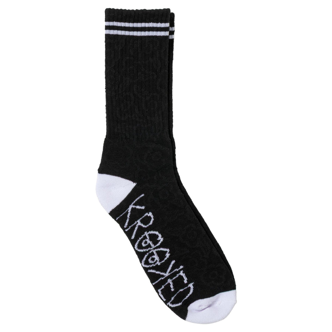 Krooked Multiflower Embossed Socks in Black/White