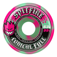 Load image into Gallery viewer, Spitfire F4 Conical Full Swirl Wheels Pink/Teal 99a 53mm
