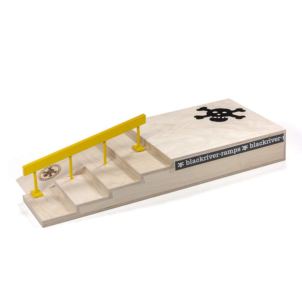 Stairset w/ Yellow Handrail - Blackriver Fingerboard Ramps