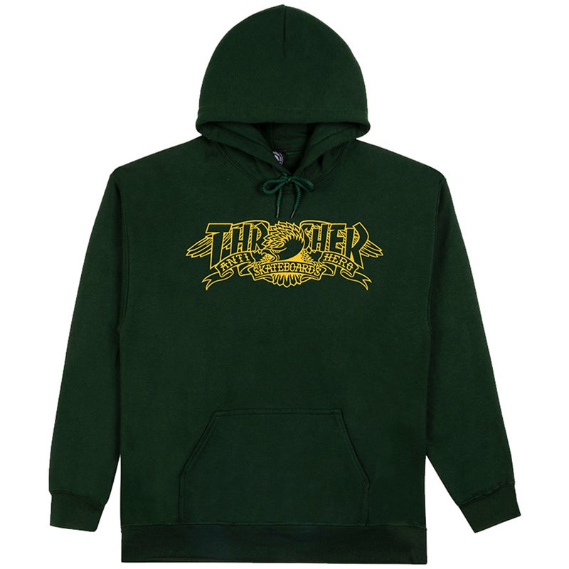 Thrasher x Antihero Mag Banner Hoodie in Forest Green