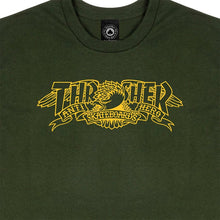 Load image into Gallery viewer, Thrasher x Antihero Mag Banner Tee in Forest Green
