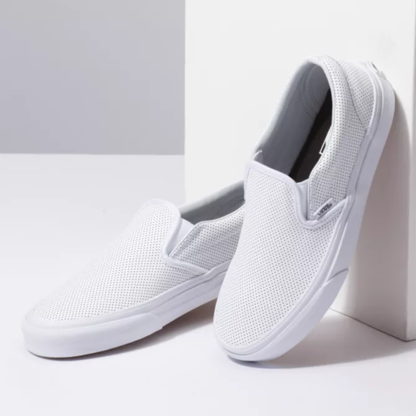 Vans leather top slip ons