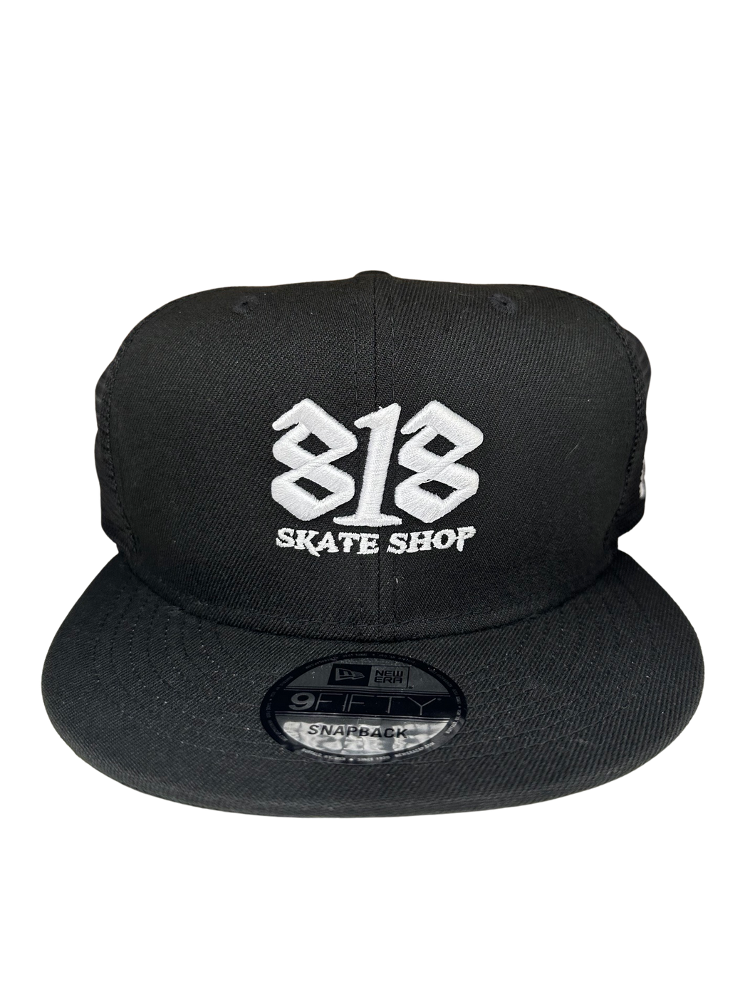 New Era 9Fifty 818 Skate Shop Logo Trucker Snapback in Black