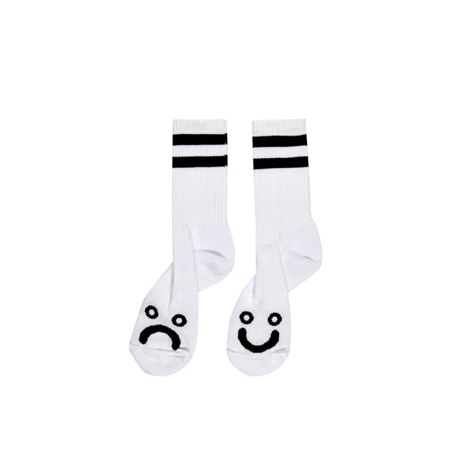 Polar Skate Co. Happy Sad Socks in White