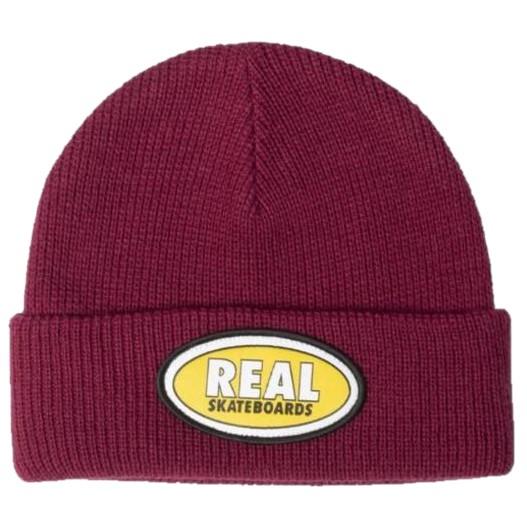 Real Skateboards Oval Cuff Beanie in Maroon/Yellow - 818 Skate